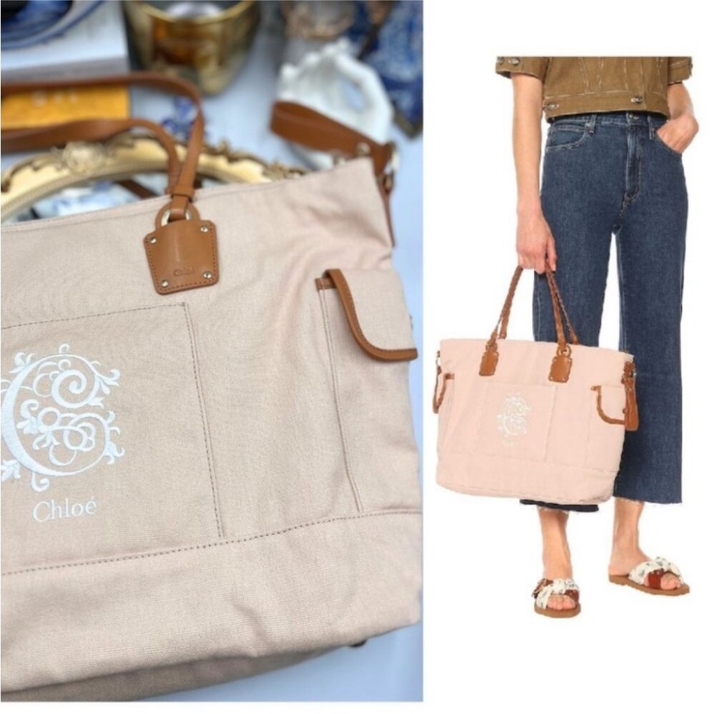 🆕 CHLOE 🧿 BNWOT Baby Canvas Changing Bag, Pink - AUTHENTICATED